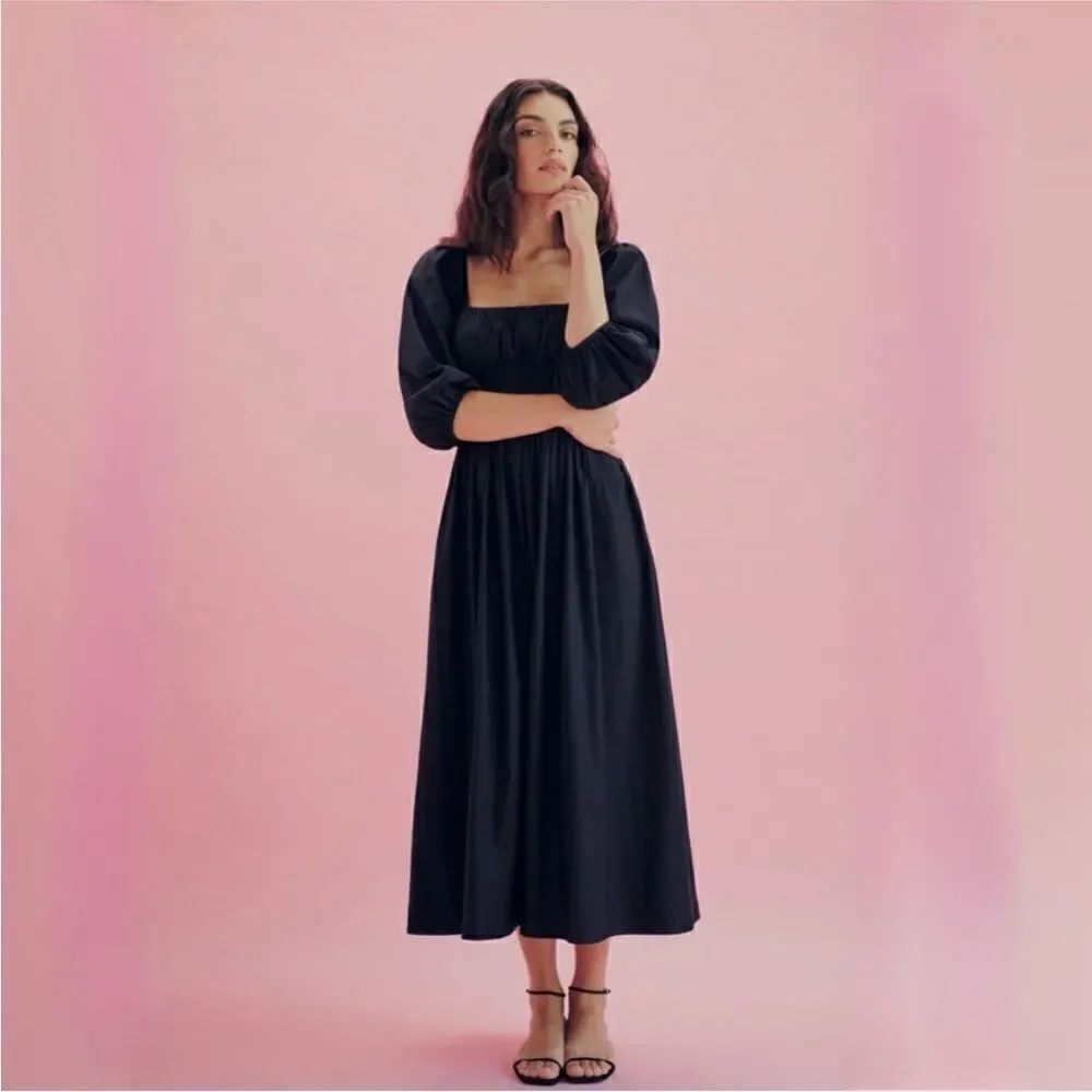 NWT Reformation Bennie midi dress in black - Picture 3 of 15